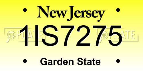 1IS7275 New Jersey License Plate