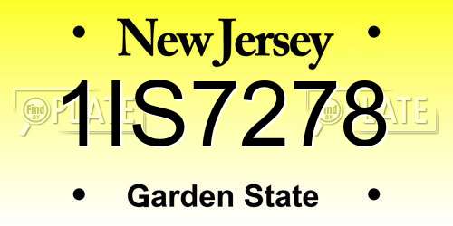 1IS7278 New Jersey License Plate