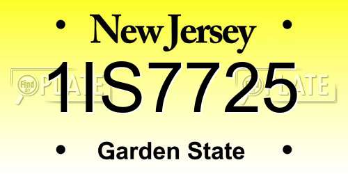 1IS7725 New Jersey License Plate