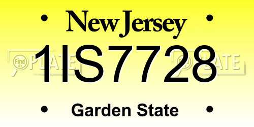 1IS7728 New Jersey License Plate