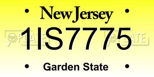 1IS7775 New Jersey License Plate