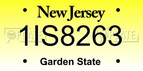 1IS8263 New Jersey License Plate