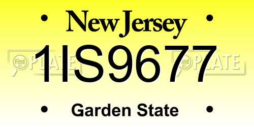 1IS9677 New Jersey License Plate