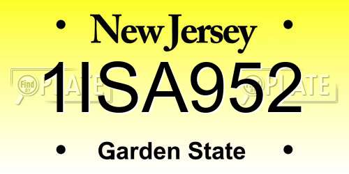 1ISA952 New Jersey License Plate