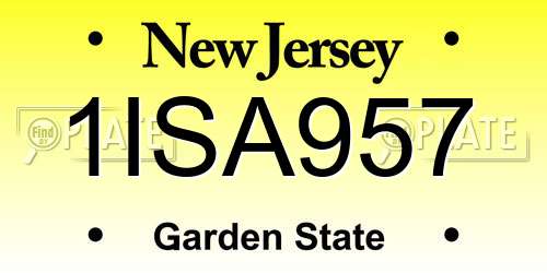 1ISA957 New Jersey License Plate
