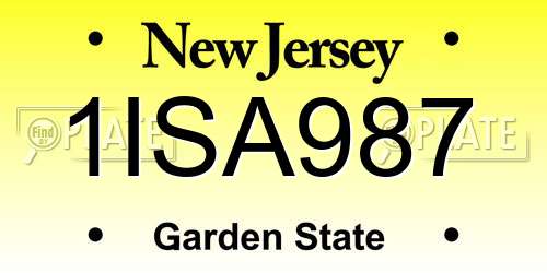 1ISA987 New Jersey License Plate