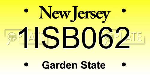 1ISB062 New Jersey License Plate