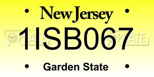 1ISB067 New Jersey License Plate