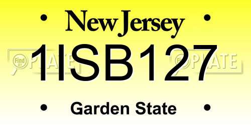 1ISB127 New Jersey License Plate