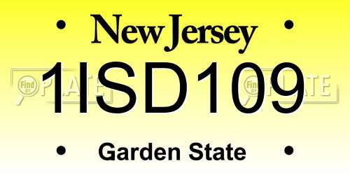 1ISD109 New Jersey License Plate