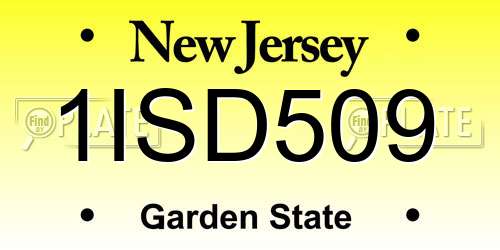 1ISD509 New Jersey License Plate