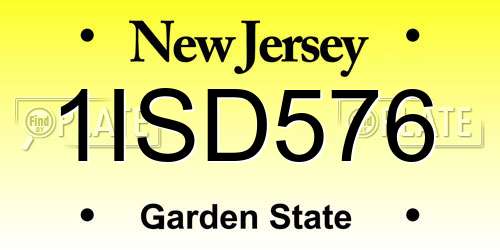 1ISD576 New Jersey License Plate
