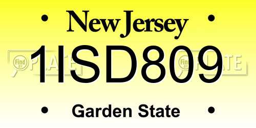 1ISD809 New Jersey License Plate