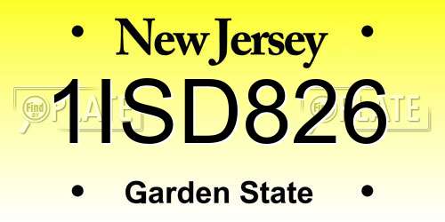 1ISD826 New Jersey License Plate