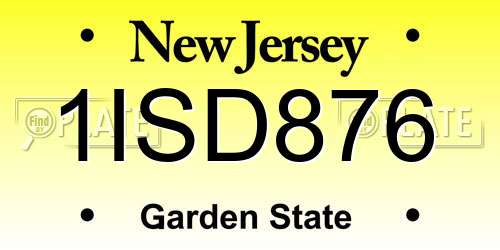 1ISD876 New Jersey License Plate
