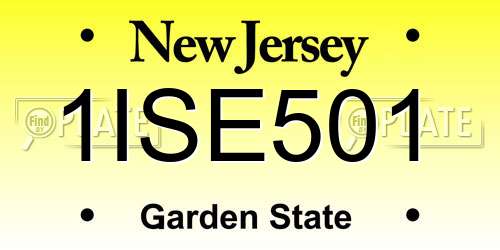 1ISE501 New Jersey License Plate