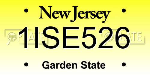1ISE526 New Jersey License Plate