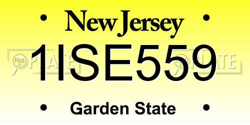 1ISE559 New Jersey License Plate