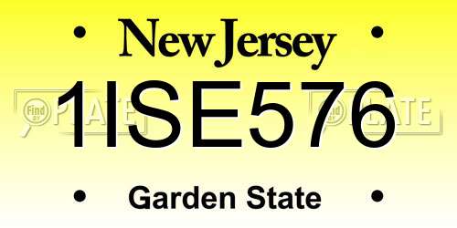 1ISE576 New Jersey License Plate