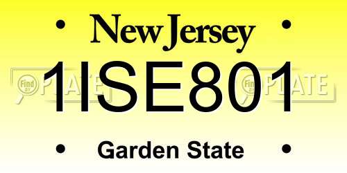 1ISE801 New Jersey License Plate