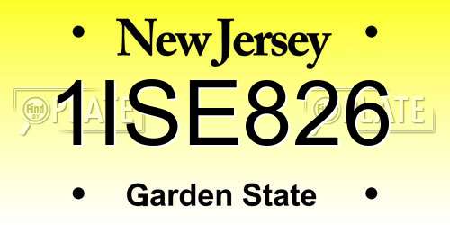 1ISE826 New Jersey License Plate