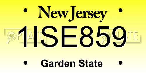 1ISE859 New Jersey License Plate