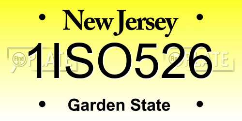 1ISO526 New Jersey License Plate