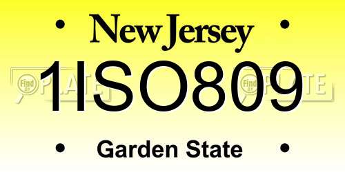 1ISO809 New Jersey License Plate