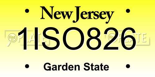 1ISO826 New Jersey License Plate