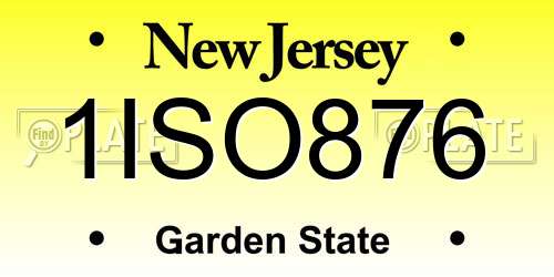 1ISO876 New Jersey License Plate