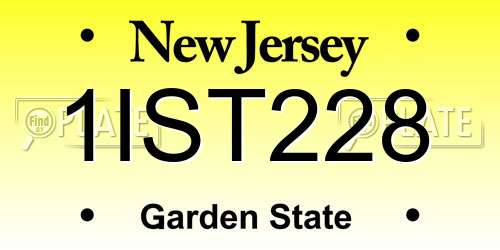 1IST228 New Jersey License Plate