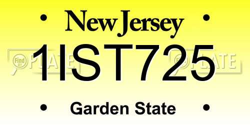1IST725 New Jersey License Plate