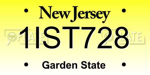 1IST728 New Jersey License Plate