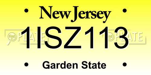 1ISZ113 New Jersey License Plate