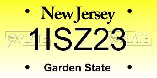 1ISZ23 New Jersey License Plate