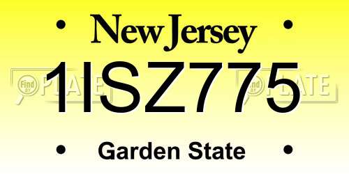 1ISZ775 New Jersey License Plate