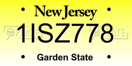 1ISZ778 New Jersey License Plate