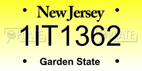 1IT1362 New Jersey License Plate