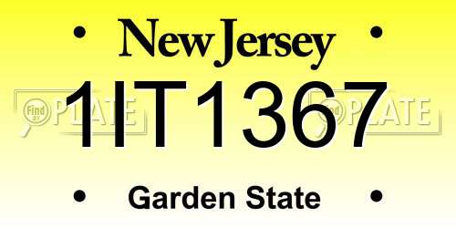 1IT1367 New Jersey License Plate