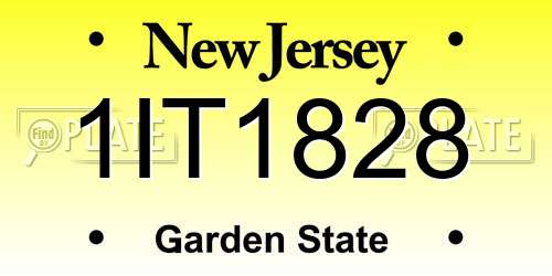1IT1828 New Jersey License Plate