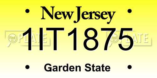 1IT1875 New Jersey License Plate