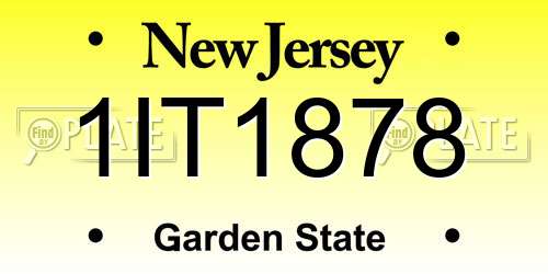 1IT1878 New Jersey License Plate