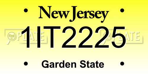 1IT2225 New Jersey License Plate