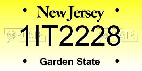 1IT2228 New Jersey License Plate