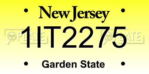 1IT2275 New Jersey License Plate