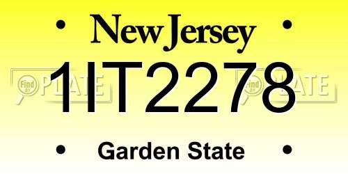 1IT2278 New Jersey License Plate