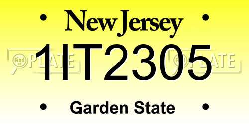 1IT2305 New Jersey License Plate