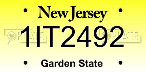 1IT2492 New Jersey License Plate