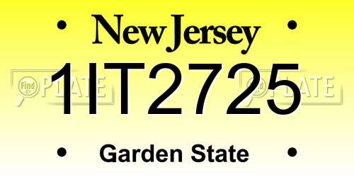 1IT2725 New Jersey License Plate