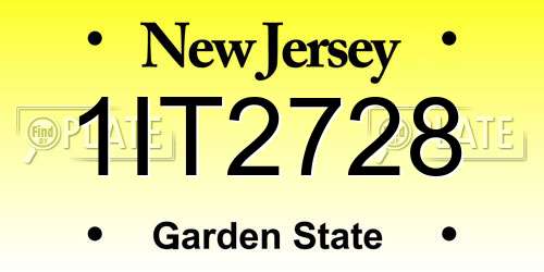 1IT2728 New Jersey License Plate